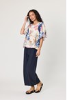 BARI LINEN  TOP - multi blue